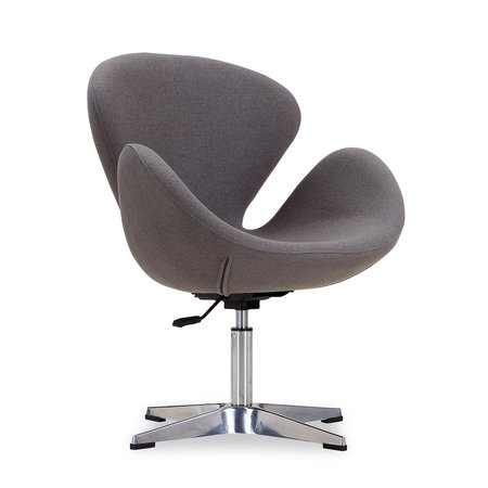 MANHATTAN COMFORT Raspberry Adjustable Swivel Chair in Grey and Polished Chrome AC038-GY